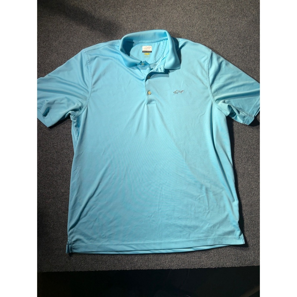 Greg Norman Play Dry Mens XL Blue Striped Short Sleeve Golf Polo Shirt GTXAK423‎
